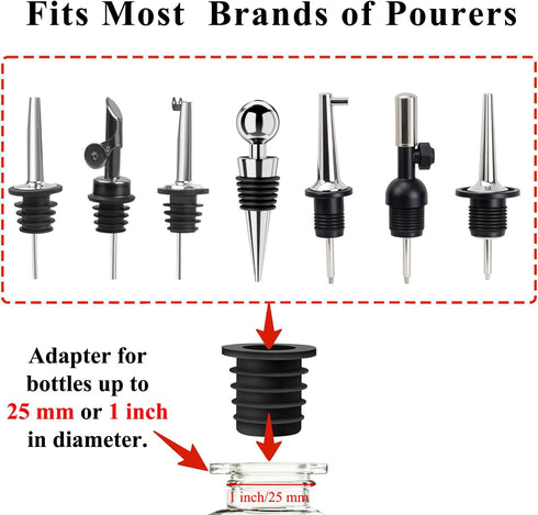 KIBARTOL 6 Pack Olive Oil Pour Spout with Adapters, Pourer for Olive Oil Dispenser Bottle, Easily Turn Your Bottles