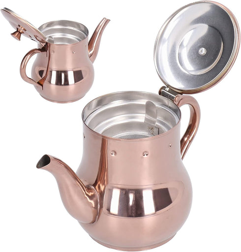 500ML Rose Gold Stainless Steel Teapot, Integrated Cover and Anti-Scalding Handle Design for Conference Rooms