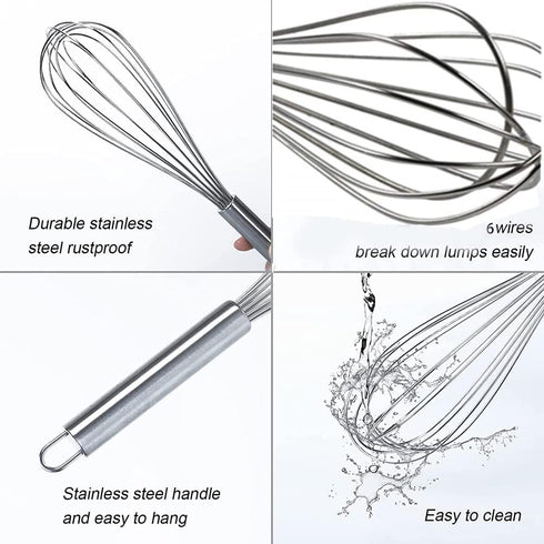 Utoolmart Whisk, 8 Inch Stainless Steel Egg Wire Whisk, Professional Kitchen Tool for Cooking and Baking