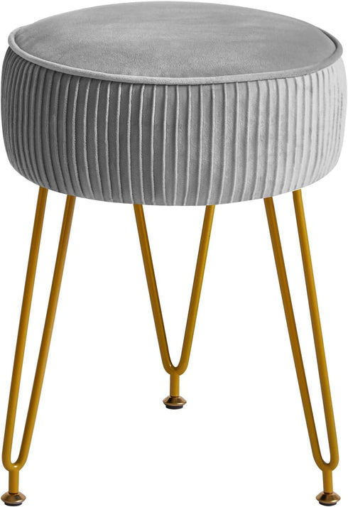 IBUYKE Velvet Round Footrest Ottoman, Makeup Vanity Stool Side Table, Dressing Table