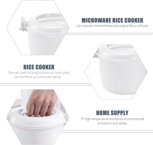 DOITOOL Microwave Rice Cooker Mini Steamer, Vegetable Steamer Pot with Lid for Rice, 18X18X15CM