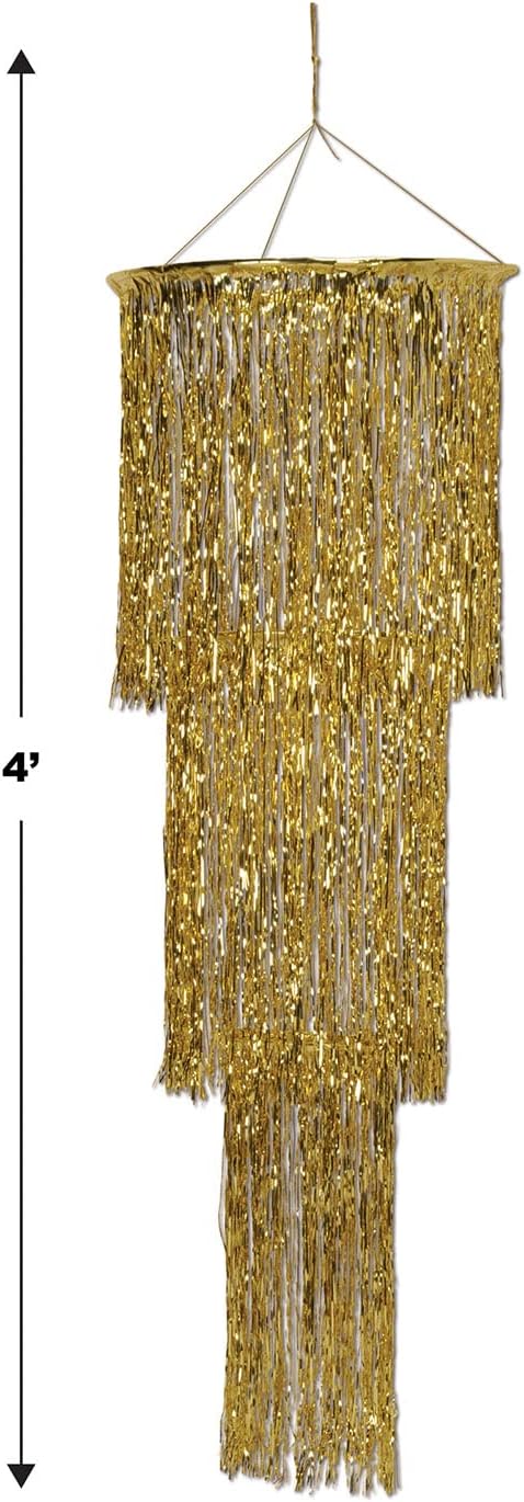 4-ft 3-Tier Shimmer (57510-GD) Beistle Chandelier, Gold