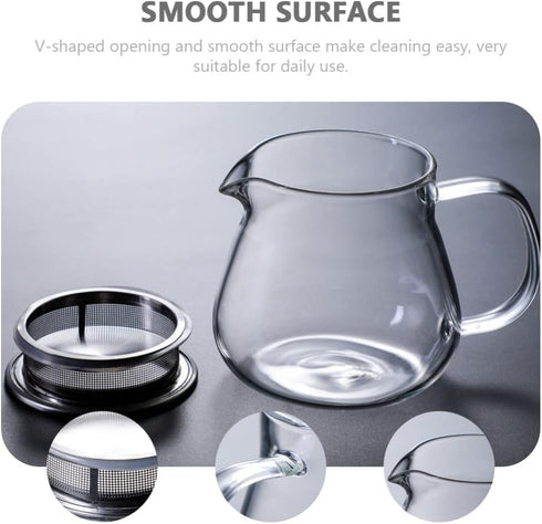 Hemoton Clear Glass Teapot with Stainless Steel Infuser Lid, 460 ml Tea Kettle for Blooming and Loose Leaf Tea