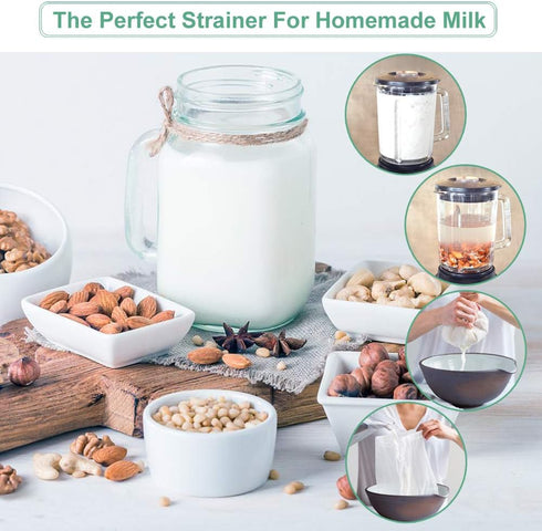 2 Pack XL Nut Milk Bags - 12"x12" Reusable Food Strainers for Almond/Soy Milk, Cold Brew Coffee