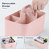 Multiuse Caddy Organizer with Handle - Stackable Plastic Bin Basket for Art Supplies, Makeup, Bathroom, Kitchen (Pink)