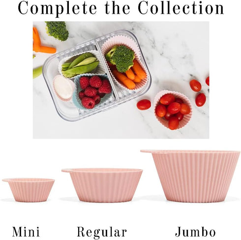 The Silicone Kitchen Reusable Silicone Baking Cup, Muffin Liners for Cupcakes, BPA Free, 24 Pack, Pink Gray Blue