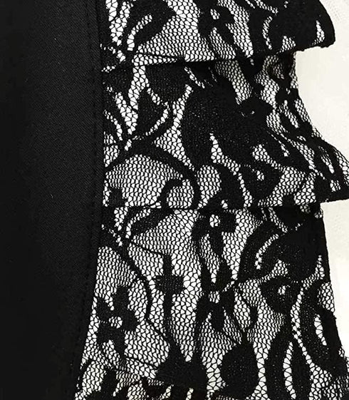 Black Lace Flirty Apron with Pocket, Retro Sexy Cooking Pinup Apron for Women
