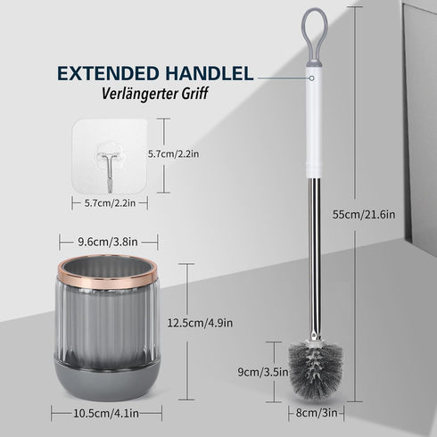GUCOLUBU 2 Pack Set Toilet Bowl Brush and Holder Long Handle Toilet Brush for Bathroom with Separate Base for Floor