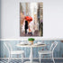 RUISHI Canvas Wall Art, Modern New York Cityscape Painting Decor, Lovers Under Red Umbrella, 24L x 16W