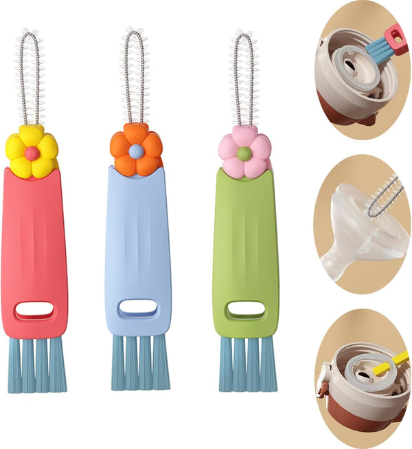 3 Pack Multifunctional Cup Lid Cleaning Brush, Water Bottle Cleaner & Crevice Brush for Tight Spaces
