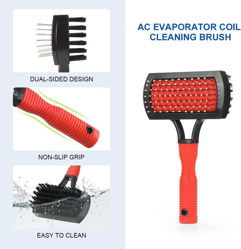 LANMU Air Conditioner Evaporator Coil Cleaning Brush, 1 Fin Comb + 1 Dual-Sided Evaporator Coil Brush