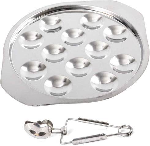 Stainless Steel Snail Escargot Plate, Thickened Dishes with 12 Compartment Holes and Tong Set