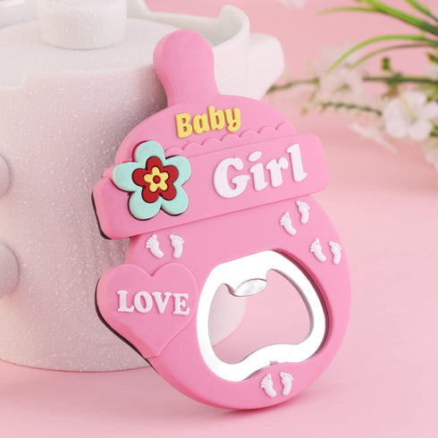 24 pcs Pink Bottle Opener Baby Shower Favor for Guest, PVC Metal Bottle Opener for Beer