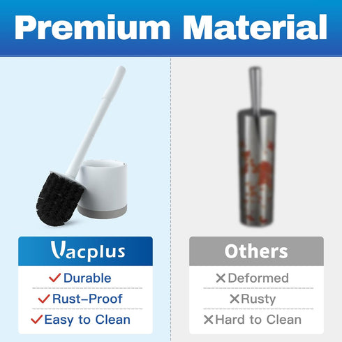 Vacplus Toilet Bowl Brush and Holder, Compact Toilet Brush for Bathroom with Holder, Quick-Dry Toilet Bowl Cleaner