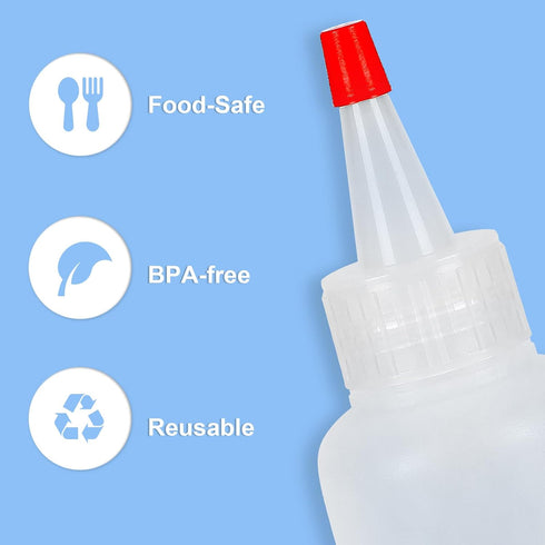 Ninsula 5Pcs 4 Oz Squeeze Bottles, Plastic Condiment Squeeze Bottles with Red Twist Top Cap, Empty Squeeze Bottles