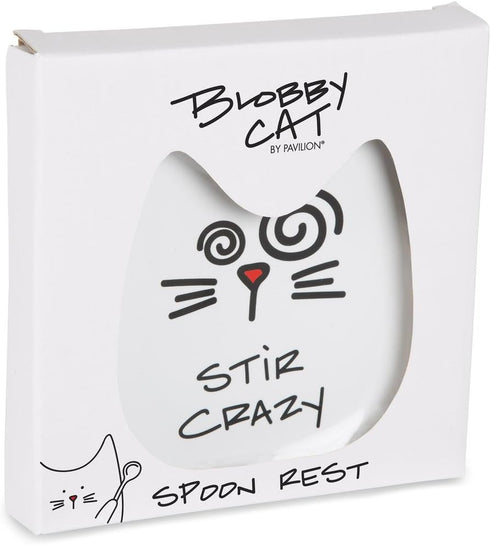 Pavilion Gift Company Blobby Cat Spoon Rest, "Stir Crazy", 5", White