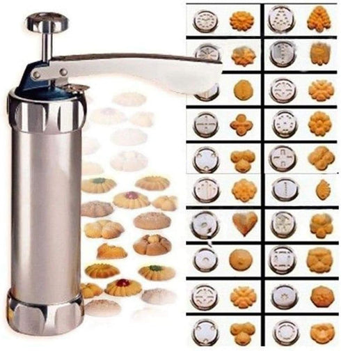 YOOUSOO Cookie Press Maker Kit, Stainless Steel Spritz Cookie Maker with 20 Discs and 4 Piping Tips