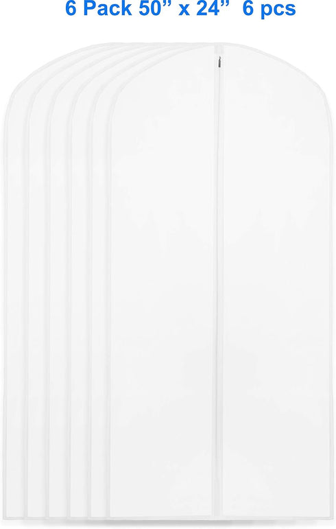 Simple Houseware 50-Inch Clear Garment Bags with Zipper, 6 Pack for Suits, Dresses, Costumes, Uniforms