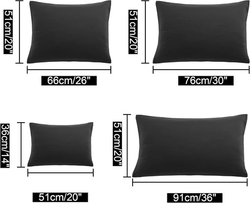 uxcell 2 Pack Pillow Cases - Soft 1800 Series Microfiber Zipper Pillowcases Set, Queen (20"x30"), Black