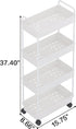 Buzowruil Rolling Storage Cart, 4 Tier Mobile Shelving Unit with Wheels for Kitchen, Bathroom, and Laundry, White.