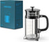 QUQIYSO 34oz French Press Coffee Maker, 304 Stainless Steel with 4 Filters, Borosilicate Glass, BPA Free