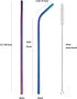 12 Inch Colorful Stainless Steel Straws, 8pcs Ultra Long Reusable Rainbow Metal Drinking Straws