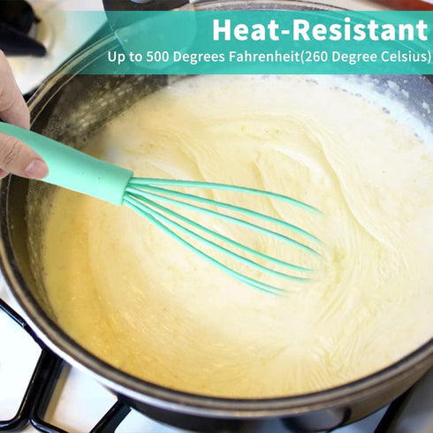 NCAM 5 Pcs Silicone Whisk for Cooking, Mini Stainless Steel Dough Whisk, Non Stick Hand Whisk