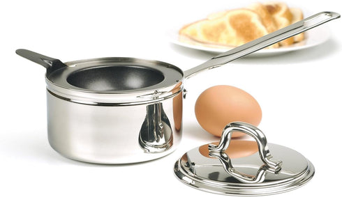 RSVP International Endurance Single Egg Poacher Set - Perfectly Poached Eggs with Stainless Steel Pan, Dishwasher Safe