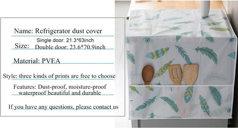 Refrigerator Dust-Proof Cover - Waterproof PEVA Material with Storage Pockets for Multi-Purpose Use