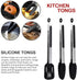 3-Piece Kitchen Tongs Set, 12 Inch Silicone Tongs with Stainless Steel Handle for Cooking, Baking, Grilling