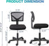 AFO Small Desk Chair, Armless with Ergonomic Lumbar Support, Adjustable Height, 360 Degree Swivel