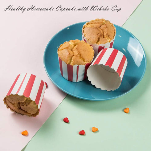 Webake 50pcs 6oz Paper Baking Cups, Red Cupcake Liners for Popcorn, Muffin Case, Movie Party Decorations