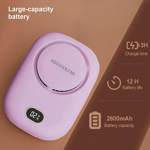Portable Neck Fan, Handheld Mini USB Rechargeable Fan for Kids, Women, Home Outdoor Travel (Purple)