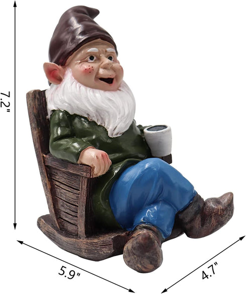 Wizard Gnome Drinking Coffee Garden Statue, 3D Polyresin Outdoor Sculpture, Garden Figurine Art Decoration