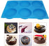 6-Cavity Large Silicone Cake Molds - Non-Stick Round Disc Mousse Cake Pan, French Dessert, Candy, Soap (Blue)