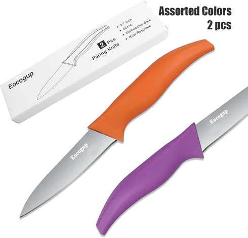 Paring Knife Set of 2 - 3.7 Inch Stainless Steel Fruit and Vegetable Knife, Dishwasher Safe with Comfortable Handle