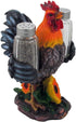 Decorative Farm Rooster Salt and Pepper Shaker Set with Holder Figurine for Rustic Country Kitchen Decor
