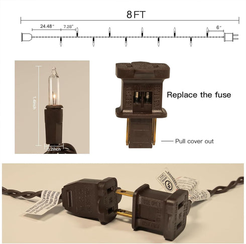 8FT 10 Count Bulbs LIDORE Super Bright Clear Mini Christmas Tree String Lights, Gift for Decoration, with Brown Cord