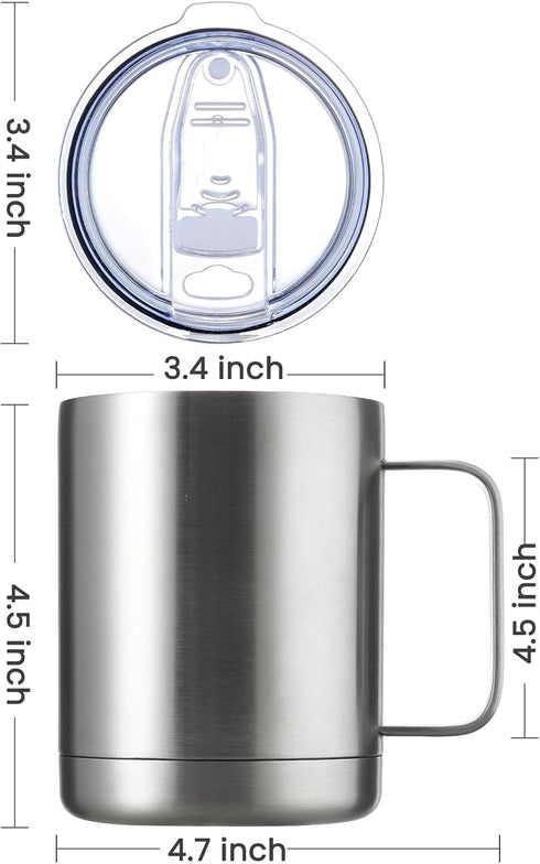 MEWAY 12oz Coffee Mug with Handle, Stainless Steel Insulated Travel Tumbler for Hot & Cold Drinks