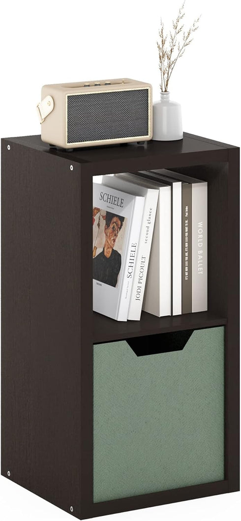 Furinno Cubicle Open Back Decorative Cube Storage Organizer - 2, Dark Oak