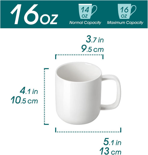 Set, 16 oz Set 6, vancasso Porcelain Coffee Mugs Ceramic Coffee Cups for Americano Hot Tea Iced Coffee Cold Brew Cocoa