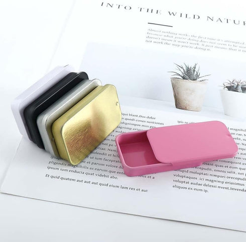 Black Metal Rectangular Mini Tin Box, Iron Box Tinplate Push Candy Pill Cases for Home Organizer (60x34x11mm).