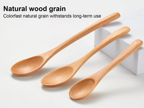 UANJBYO 6 Set 3 (4.9", 5.9", 7.1") Piece Small Wooden Spoons - Premium Beech Wood Spoons in Sizes for Honey, Tea