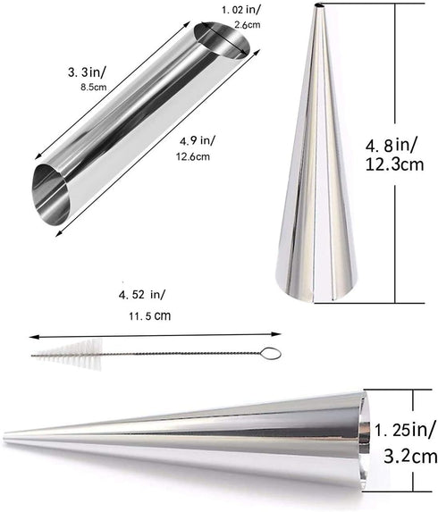 Stainless Steel Cream Horn Molds - 21 Pcs Cannoli Form Tubes & Conical Mold