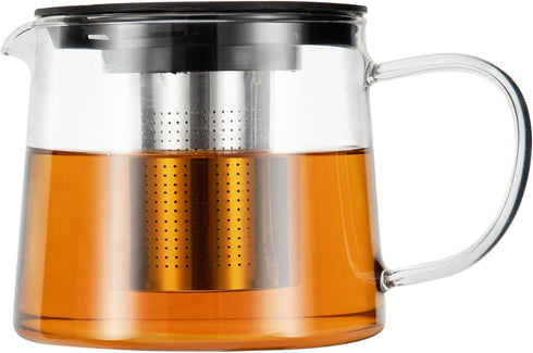 Glass Teapot 51oz/1500ml with Removable Stainless Steel Infuser, Heatproof Borosilicate Glass Tea Kettle
