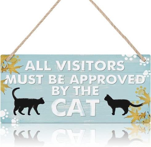 TOARTi Funny Cat Wood Sign, 12.5x25cm Cat Gift for Cat Lovers, Black Cat Wooden Plaque for Home Decoration
