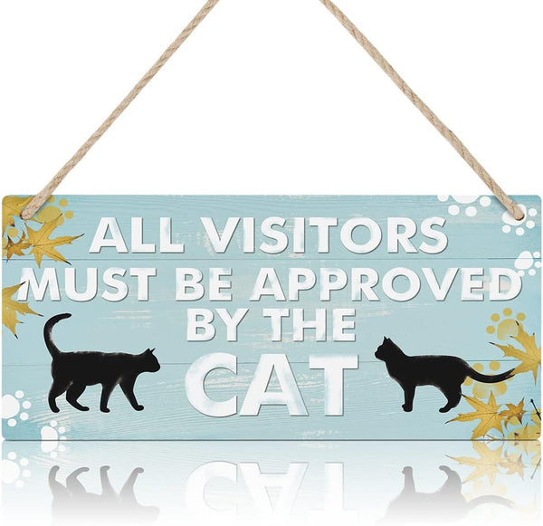 TOARTi Funny Cat Wood Sign, 12.5x25cm Cat Gift for Cat Lovers, Black Cat Wooden Plaque for Home Decoration