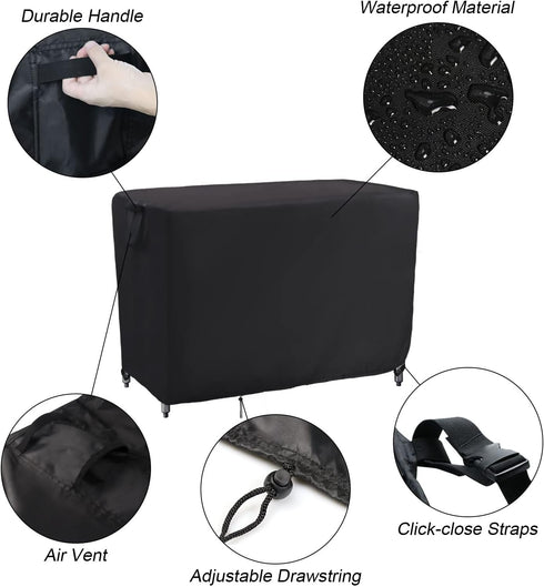 44 Inch 44''L 19''W 36''H(Black) Kingling Outdoor Table Cover for Wicker Bar Cart, Waterproof Patio Bar Table Cover