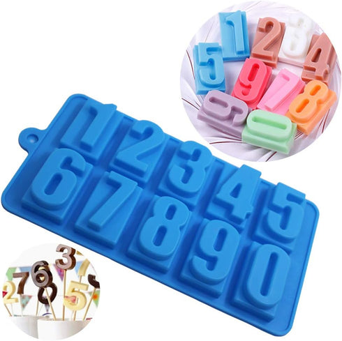 4 Pcs Silicone Numbers Alphabets Molds - FineGood Candy Biscuit Chocolate DIY Baking Trays