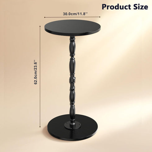 Wood Drink Table, Round Side Table for Small Spaces, Pedestal End Table Modern Accent Nightstand for Living Room